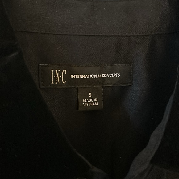 INC Neo-punk deep black button shirt, size Small - Picture 2 of 6